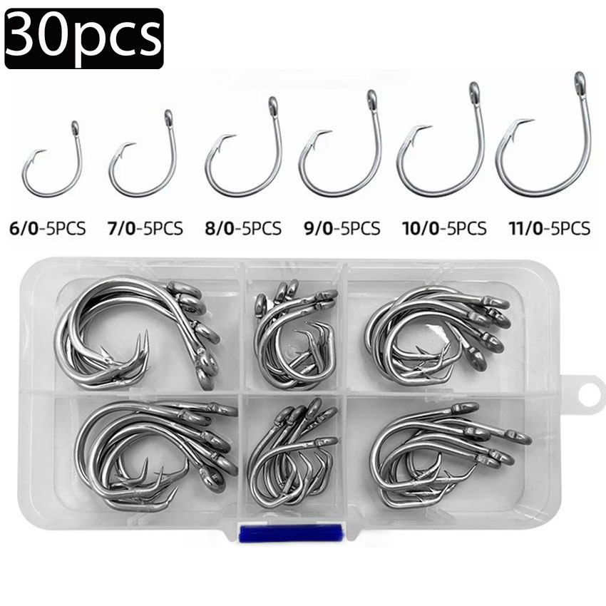 30개/박스 낚시 바늘 스테인리스 스틸 와이드 갭 서클 - Fishing Hook Assortment 리뷰 및 가격