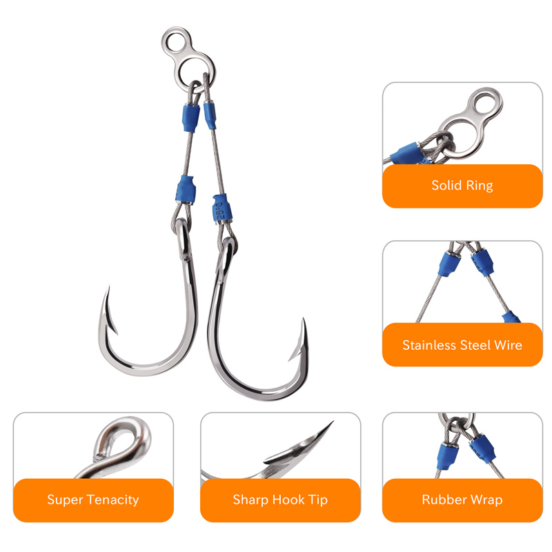 ZYZHE 스틸 와이어 지그 어시스트 훅 6가지 사이즈 - Fishing Hook Barbless 리뷰 및 가격