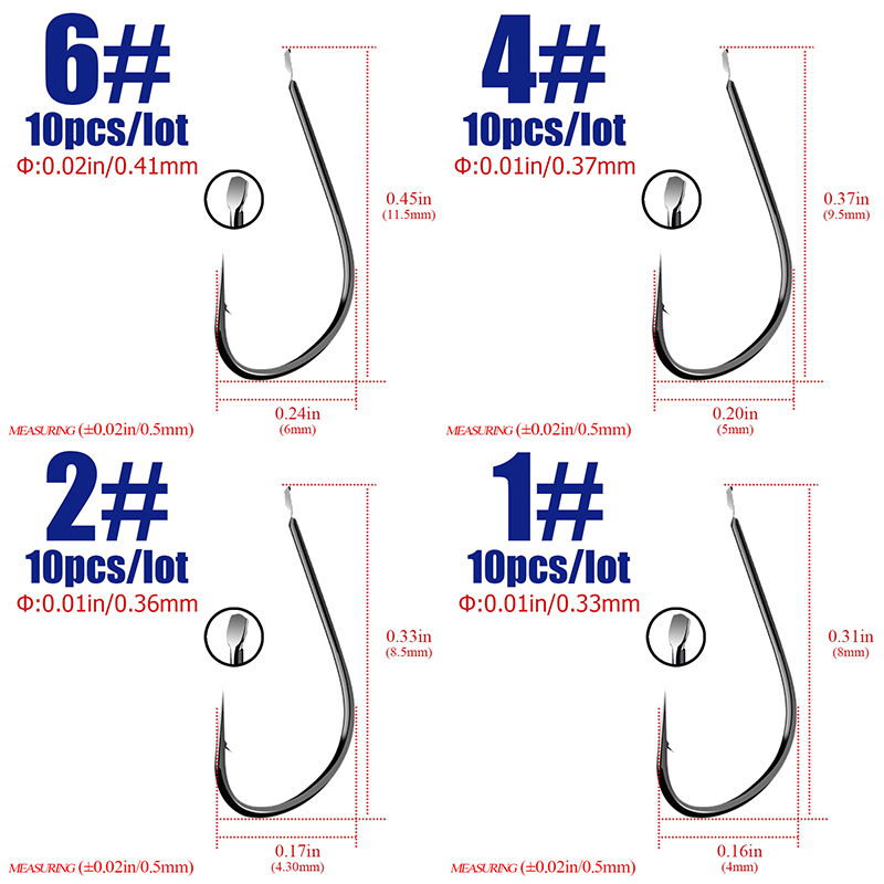 40개 사이즈 1 # -18 #   블랙훅 바닷물 및  - Fishing Hook Barbless 리뷰 및 가격